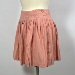 DKNY Pleated Wool Mini Skirt Side Button Detail Pink Vintage 90s Y2K - Small